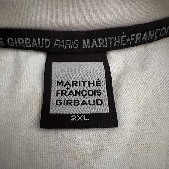 Vintage Marithé François Girbaud All Over Print T-Shirt 2XL Yellow Graphic - Picture 2 of 10